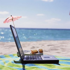 Computer on the beach