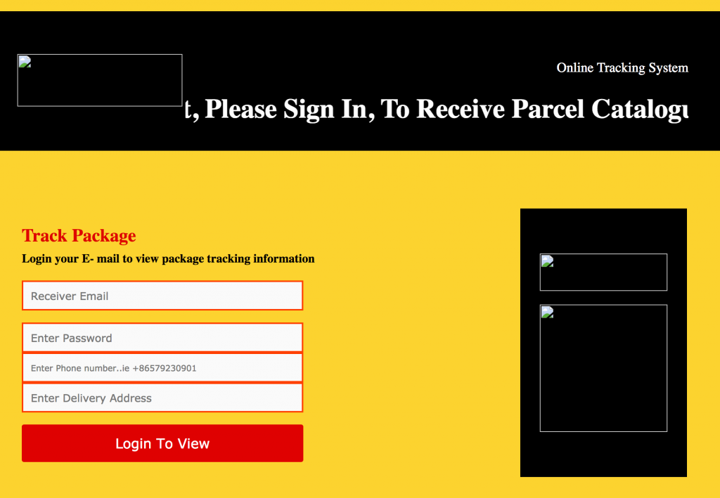 DHL Phishing Page